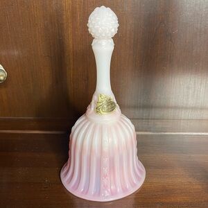Vintage Fenton Rosalene Bell, Collectible Fenton Pink and White Bell, EUC